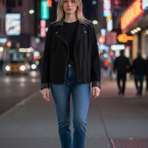 Scott Black Jacket with Shiny Black Collar